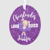 Gepersonaliseerde Paarse blonde cheerleading Ornam Ornament (voorkant)