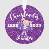 Gepersonaliseerde Paarse blonde cheerleading Ornam Ornament (voorkant)