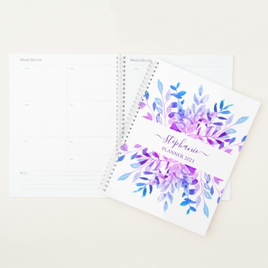Gepersonaliseerde Paarse Botanische Planner (Display)