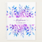 Gepersonaliseerde Paarse Botanische Planner (Voorkant)