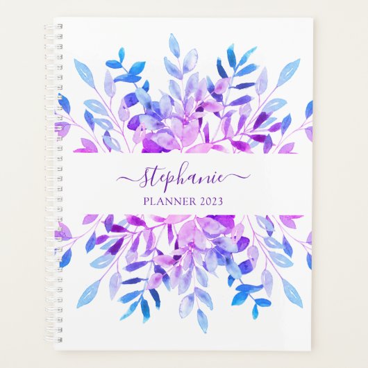 Gepersonaliseerde Paarse Botanische Planner (Voorkant)