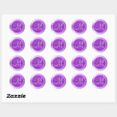 Gepersonaliseerde Paarse Bruiloft Monogram Seals Ronde Sticker (Vel)