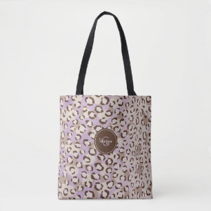 Gepersonaliseerde Paarse Cheetah Print Dierenpatro Tote Bag