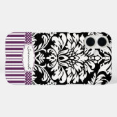 Gepersonaliseerde  Paarse Damask Love Bird Case-Mate iPhone Case (Achterkant (horizontaal))