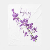 Gepersonaliseerde paarse dendrobium orchidee kunst fleece deken (Voorkant)