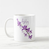 Gepersonaliseerde paarse dendrobium orchidee kunst koffiemok (Links)