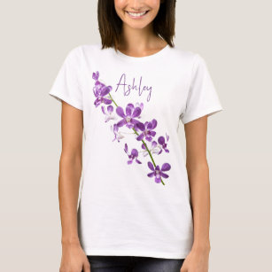 Gepersonaliseerde paarse dendrobium orchidee kunst t-shirt
