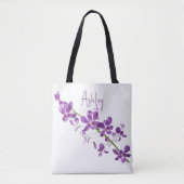 Gepersonaliseerde paarse dendrobium orchidee kunst tote bag (Voorkant)