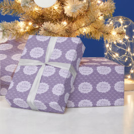 Gepersonaliseerde Paarse Eenvoudige Boog Vrolijk K Cadeaupapier