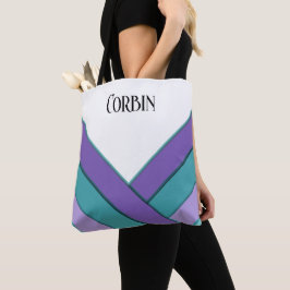 Gepersonaliseerde Paarse en Blauwgroen Tote Bag