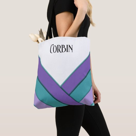 Gepersonaliseerde Paarse en Blauwgroen Tote Bag (Dichtbij)