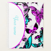 Gepersonaliseerde Paarse en blauwgroen vlinders Planner (Voorkant)
