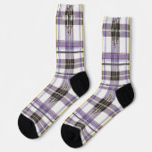 Gepersonaliseerde Paarse en Gele Tartan Plaid Cust Sokken (Links)