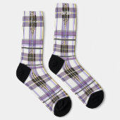Gepersonaliseerde Paarse en Gele Tartan Plaid Cust Sokken (Rechts)
