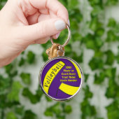 Gepersonaliseerde Paarse en gele volleybal geschen Sleutelhanger (Hand)