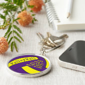 Gepersonaliseerde Paarse en gele volleybal geschen Sleutelhanger (Zijkant)