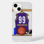 Gepersonaliseerde Paarse en gouden Basketball Jers Case-Mate iPhone Case (Achterkant)