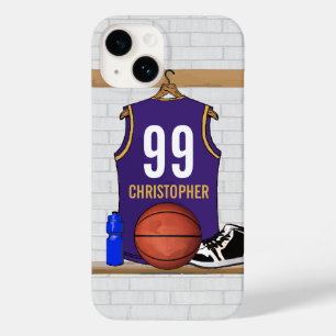 Gepersonaliseerde Paarse en gouden Basketball Jers Case-Mate iPhone Case