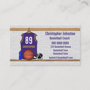 Gepersonaliseerde Paarse en gouden Basketball Jers Visitekaartje