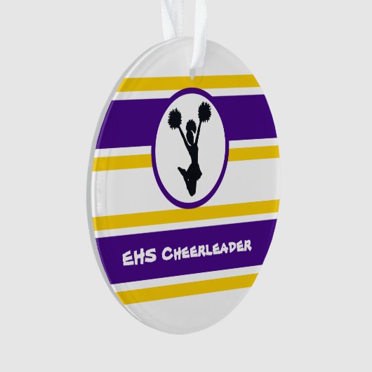 Gepersonaliseerde Paarse en gouden Cheerleader Orn Ornament (voorkant)