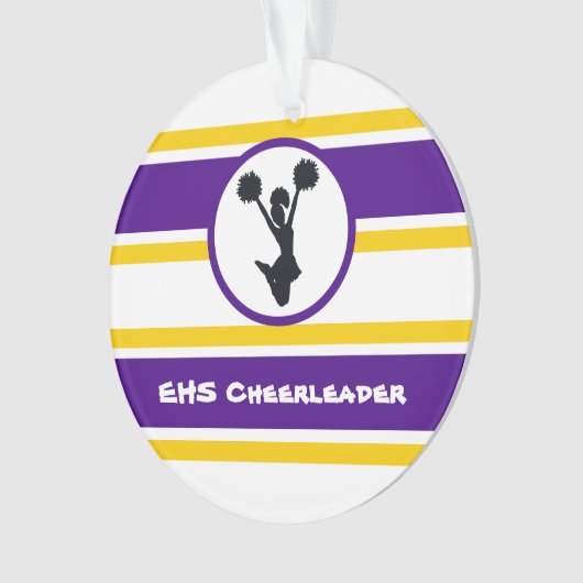 Gepersonaliseerde Paarse en gouden Cheerleader Orn Ornament (voorkant)