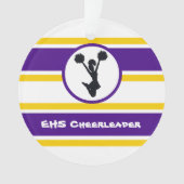 Gepersonaliseerde Paarse en gouden Cheerleader Orn Ornament (voorkant)