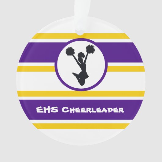 Gepersonaliseerde Paarse en gouden Cheerleader Orn Ornament (voorkant)