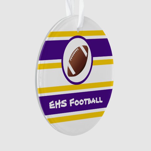 Gepersonaliseerde Paarse en gouden Football Ornament (voorkant)
