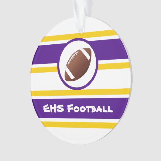 Gepersonaliseerde Paarse en gouden Football Ornament (voorkant)
