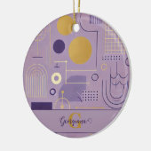 Gepersonaliseerde Paarse en gouden Scandinavische Keramisch Ornament (Links)