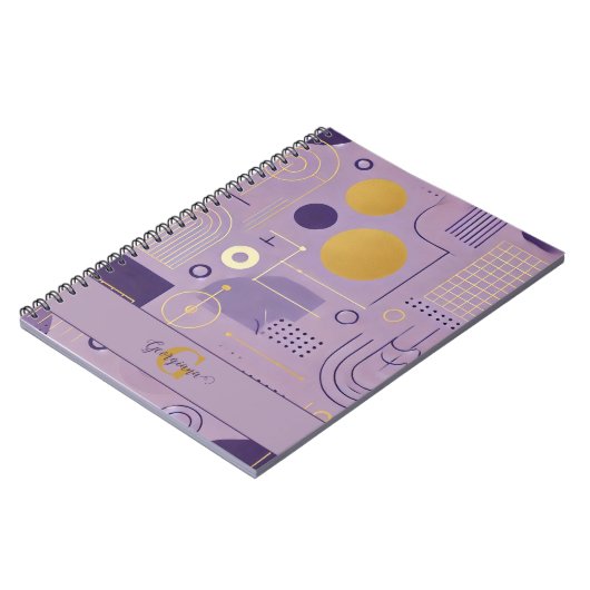 Gepersonaliseerde Paarse en gouden Scandinavische  Notitieboek (Linkerzijde)