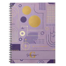 Gepersonaliseerde Paarse en gouden Scandinavische Notitieboek