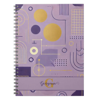 Gepersonaliseerde Paarse en gouden Scandinavische Notitieboek