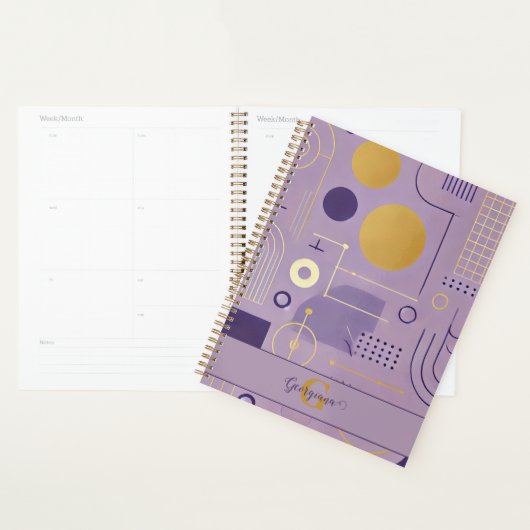 Gepersonaliseerde Paarse en gouden Scandinavische Planner (Display)