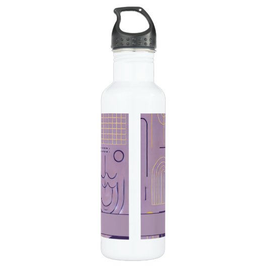 Gepersonaliseerde Paarse en gouden Scandinavische  Waterfles (Achterkant)