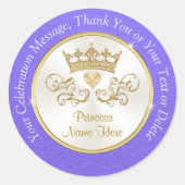 Gepersonaliseerde Paarse en goudprinses Stickers (Voorkant)