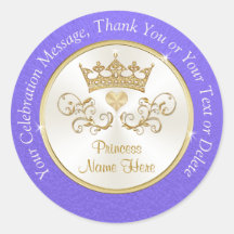 Gepersonaliseerde Paarse en goudprinses Stickers