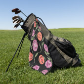 Gepersonaliseerde Paarse en Peach Floral Dames Golfhanddoek (Groen)