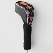 Gepersonaliseerde Paarse en Peach Floral Dames Golfheadcover (Schuin)