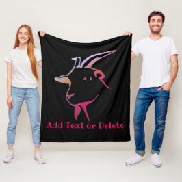 Gepersonaliseerde Paarse en roze geit op zwart Fleece Deken