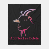 Gepersonaliseerde Paarse en roze geit op zwart Fleece Deken (Voorkant)