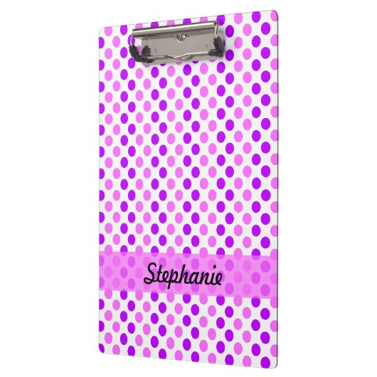 Gepersonaliseerde Paarse en roze pooldots Klembord (Links)