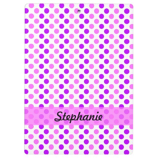 Gepersonaliseerde Paarse en roze pooldots Klembord (Achterkant)