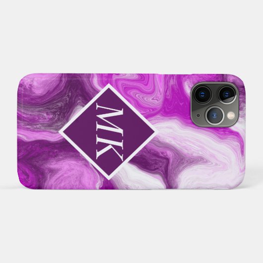 Gepersonaliseerde Paarse en witte marmertruien Case-Mate iPhone Case (Achterkant (horizontaal))