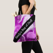 Gepersonaliseerde Paarse en witte marmertruien Tote Bag (Dichtbij)