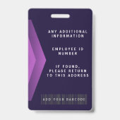 Gepersonaliseerde Paarse en witte moderne professi Badge (Achterkant)