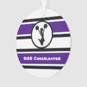Gepersonaliseerde Paarse en zwarte Cheerleader Orn Ornament (voorkant)