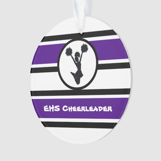 Gepersonaliseerde Paarse en zwarte Cheerleader Orn Ornament (voorkant)