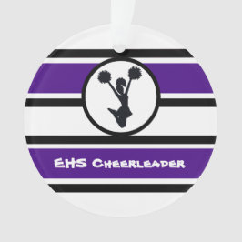 Gepersonaliseerde Paarse en zwarte Cheerleader Orn Ornament