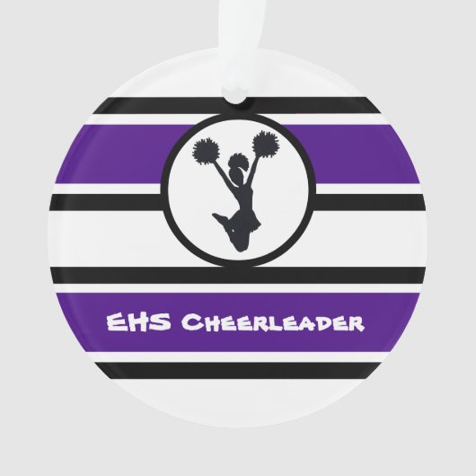 Gepersonaliseerde Paarse en zwarte Cheerleader Orn Ornament (voorkant)